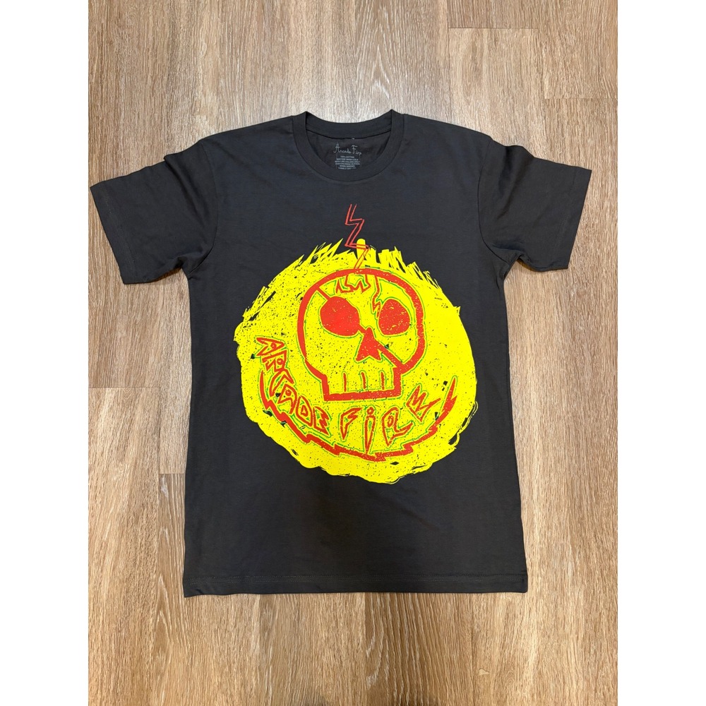 Arcade Fire Mens Graphic Band T-Shirt Charcoal Black Skull Print Size Medium